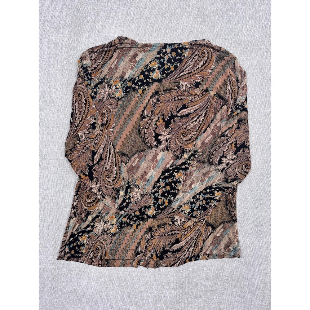 Softwear By Mark Singer Shirt Womens L Multicolor Paisley Button Up Knit Top - Picture 4 of 4